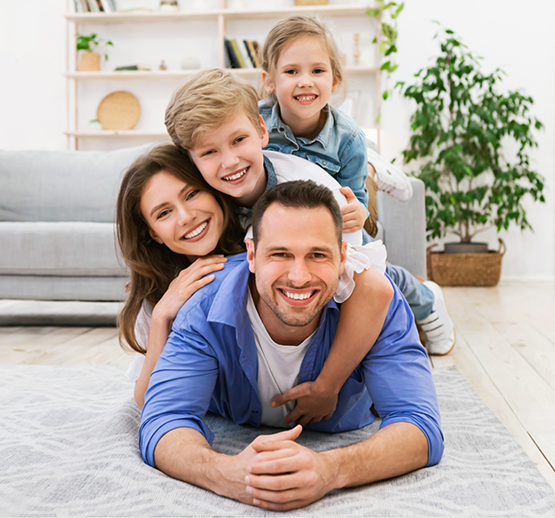 Family playing on the floor