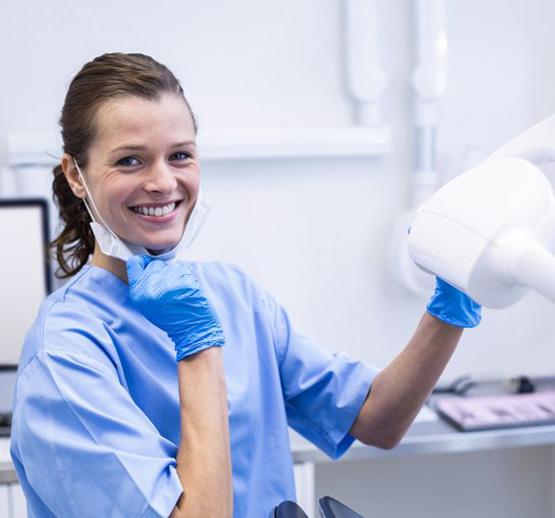 Dental hygienist smiles