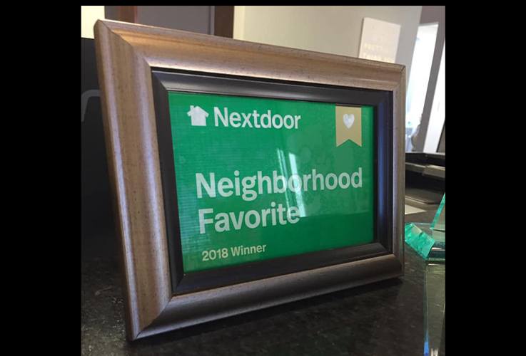 Nexdoor neighborhood favorite plaque
