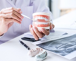 close up of model of a smile during a consultation