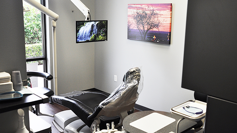 Dental chair in treatment area