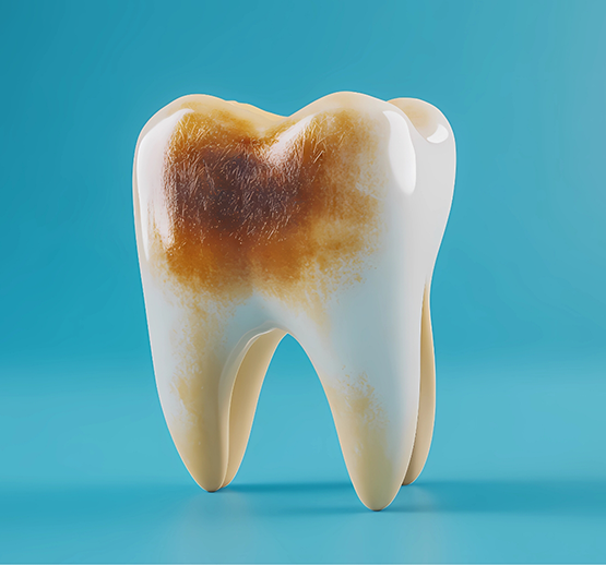 Model of tooth with a stain