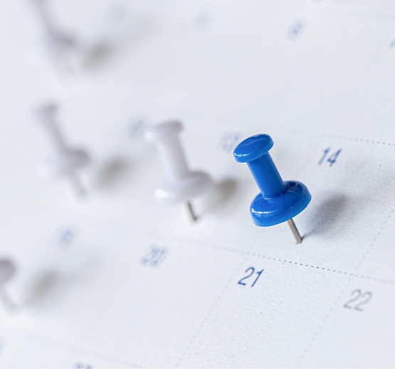 Thumb tacks in a calendar