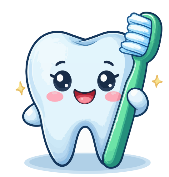 Cartoon tooth w/toothbrush